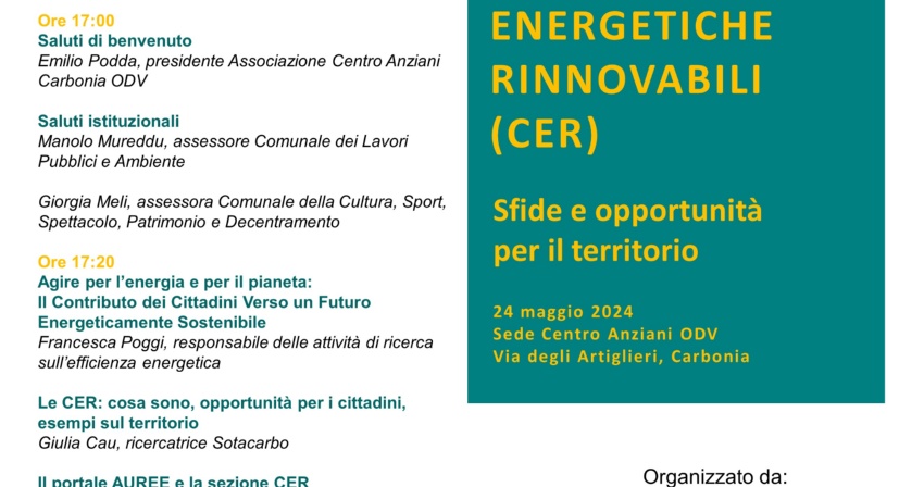 Incontro dibattito sulle Comunità Energetiche Rinnovabili (Cer) Incontro dibattito sulle Comunità Energetiche Rinnovabili (Cer)