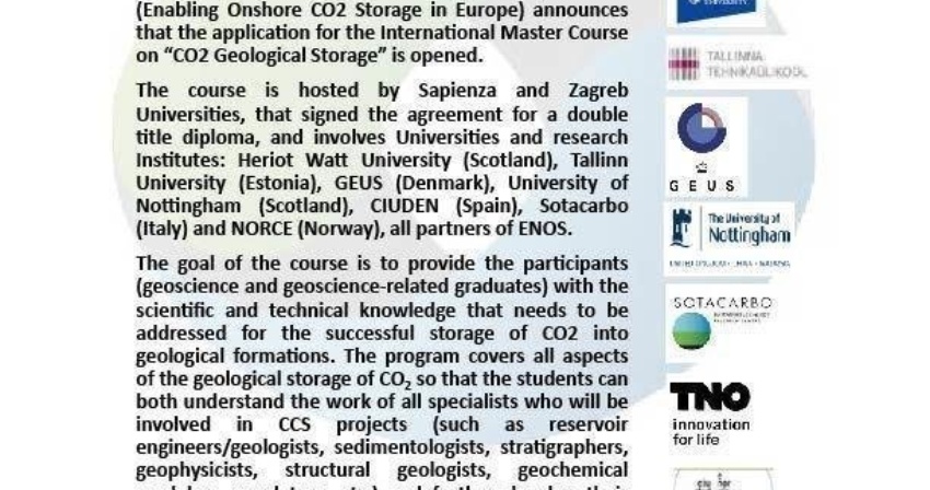 International Master on CO2 Geological storage International Master on CO2 Geological storage