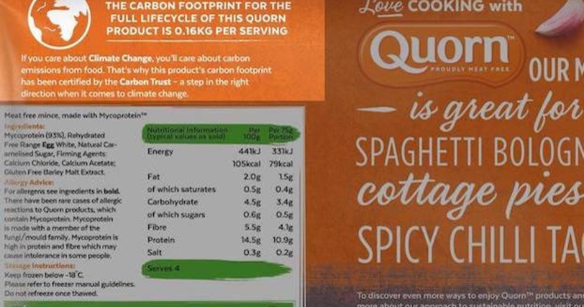 Quorn carbon footprint labels Quorn carbon footprint labels